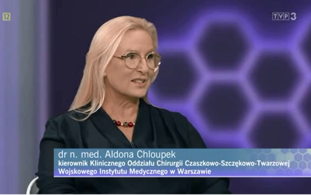 Zrzut ekranu z programy telewizyjnego Na zdrowie, twarz Aldony Chloupek