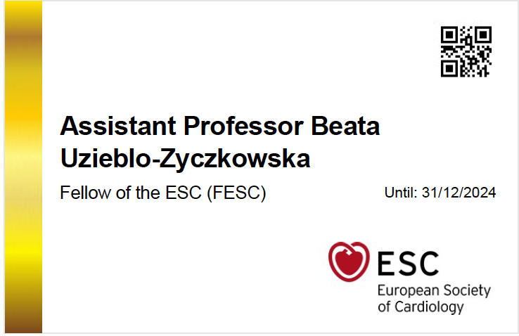 Dyplom Beata Życzkowska ESC