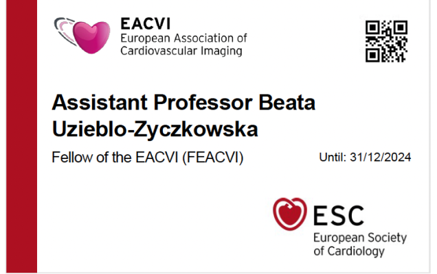 Dyplom EACVI dla Beatu Uziębło-Zyczkowskiej
