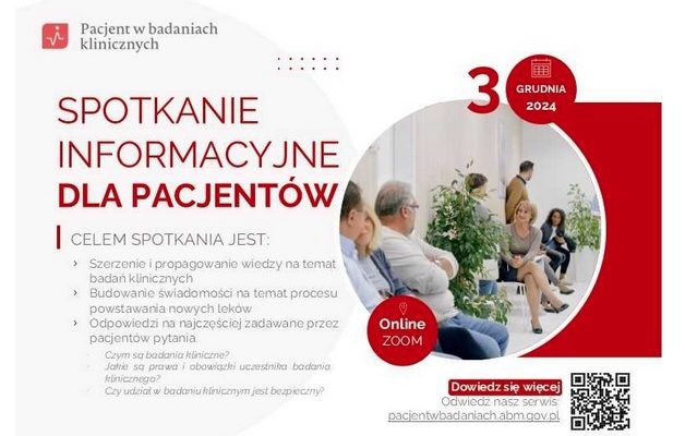 Plakat spotkanie z ambasadorami badań klinicznych.