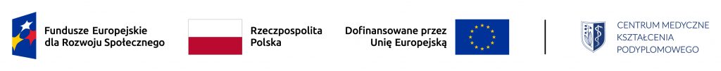 logo flagi polski, UE, Funduszy Europejskich dla rozwoju społecznego, Centrum Medyczne Kształcenia Podyplomowego