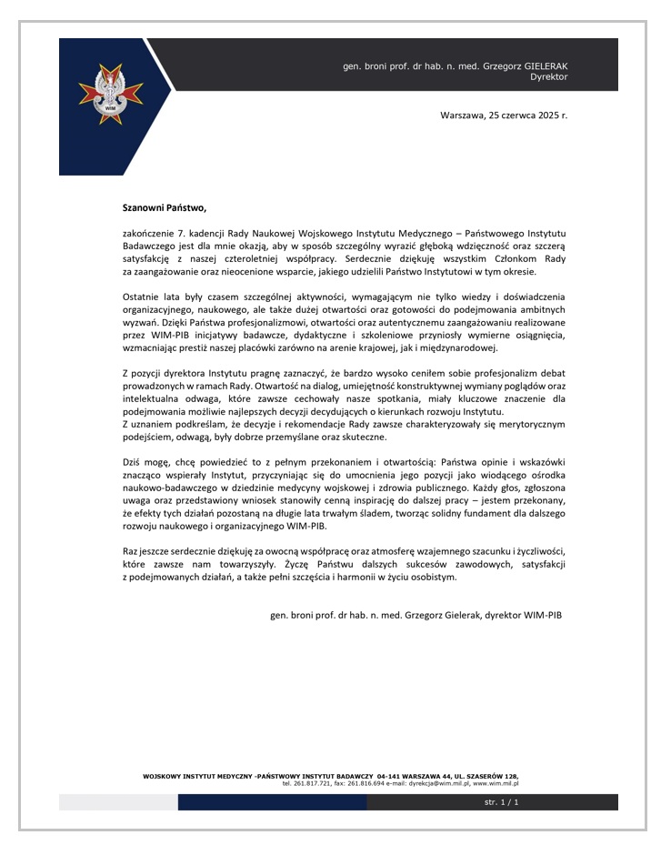 List dyrektora WIM-PIB, treść listu w formacie pdf po kliknięciu w zdjęcie.