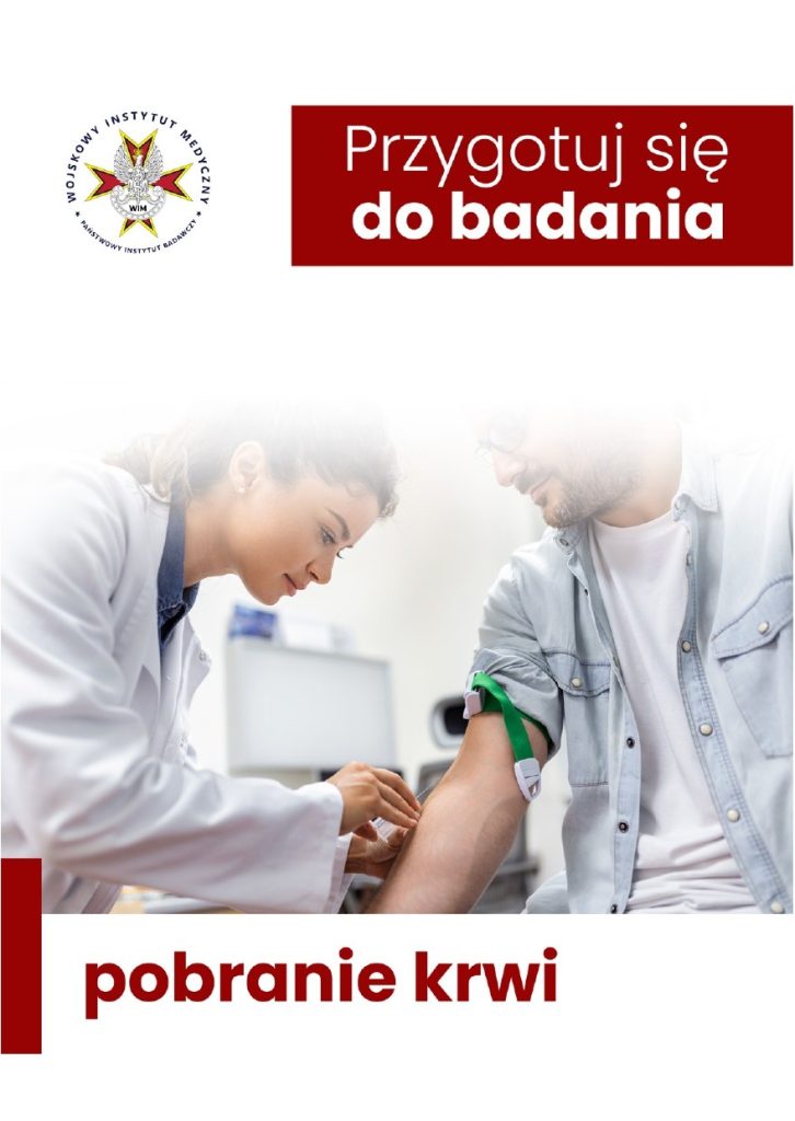 Okładka poradnika. Młoda lekarka pobiera krew z przedramienia młodego mężczyzny. Napis Edukacja pacjenta. W lewym górnym rogu logo WIM i Polskiego Towarzystwa Pielęgniarek..