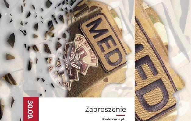 Plakat konferencji Wojskowy Instytut Medyczny – Państwowy Instytut Badawczy zaprasza 30 września 2025 r. na drugą konferencję naukową poświęconą aktualnym problemom zdrowia psychicznego w Siłach Zbrojnych RP. „WSPÓŁCZESNE KRYZYSY ZDROWIA PSYCHICZNEGO W WOJSKU POLSKIM - Wyzwania kliniczne, instytucjonalne i kulturowe w pracy psychologa i psychiatry wojskowego” #o września 2025. Tło Naszywka munduru wojskowego z napisem MED.