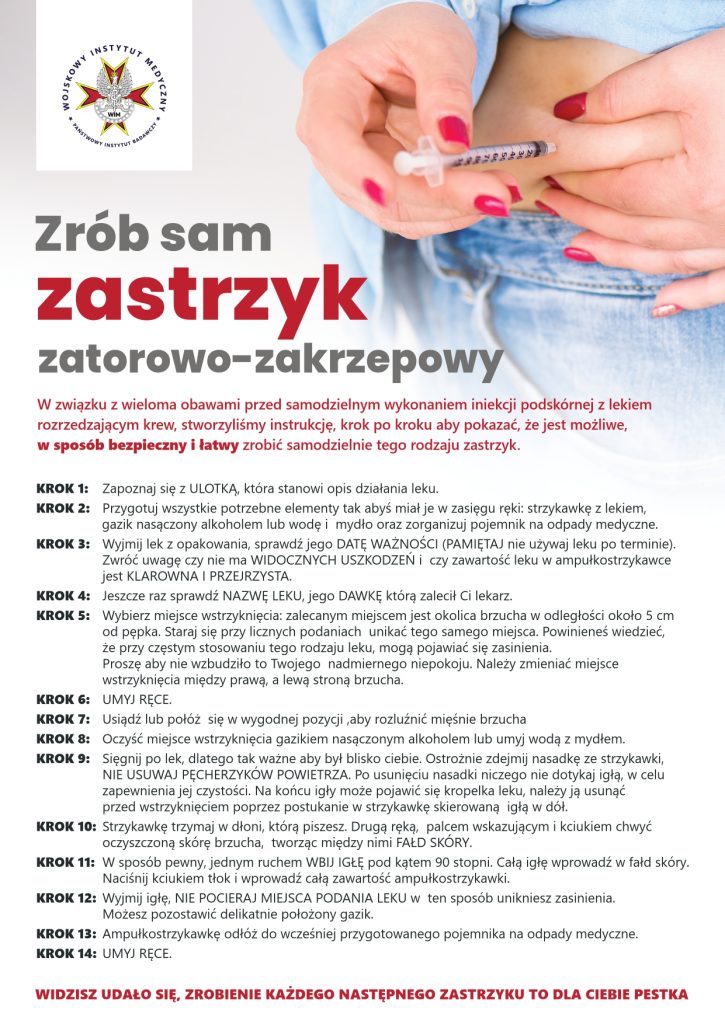 Okładka poradnika Zrób sam zastrzyk. Treść na zdjęciu na stronie oraz w pliku pdf.