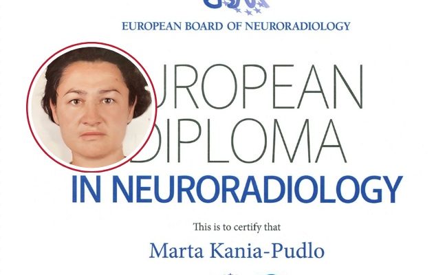 Fragment dyplomy, w kółku Marta Kania-Pudło.