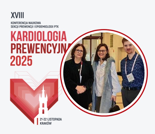 Logo kongresu XVIII Kardiologia Prewencyjna, w kółku uczestnicy konferencji.