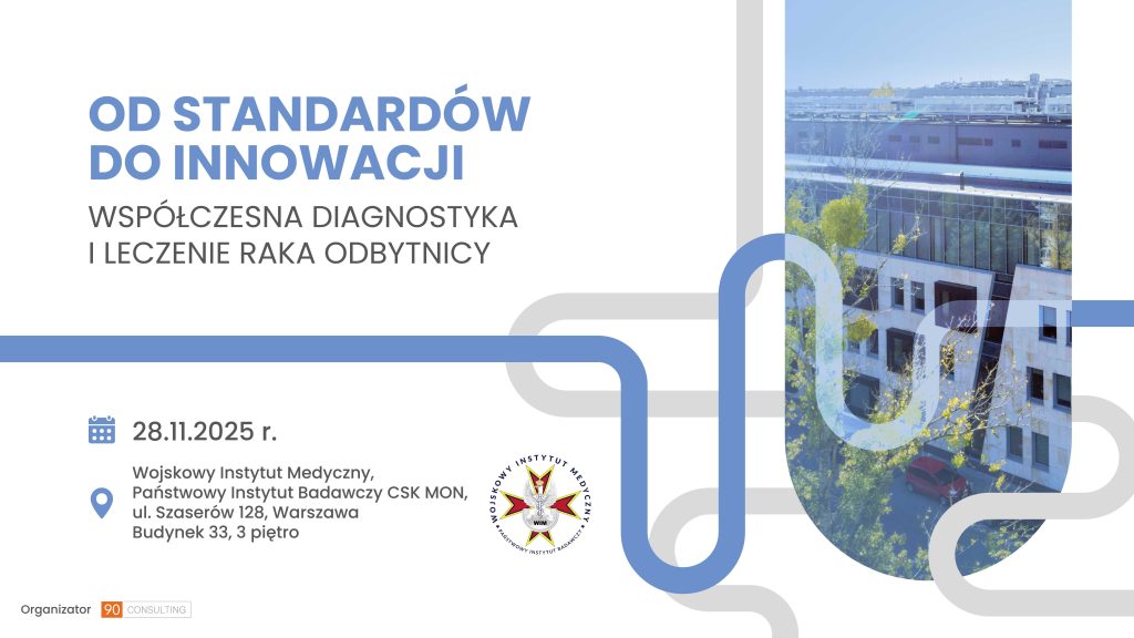 Plakat konferencji Od standardów do innowacji – współczesna diagnostyka i leczenia raka odbytnicy.