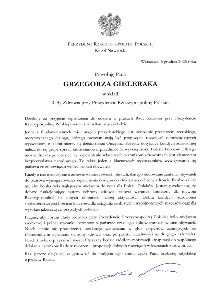 Zdjęcie dokumentu powołania. Treść dokumentu w pliku pdf.