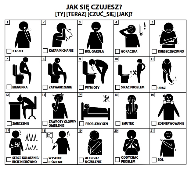 Fragment karty z pikogramami komunikacyjnymi.