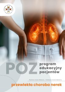 Okładka poradnika. Kobieta stojąca tyłem, na jej plecach wizualizacja nerek.