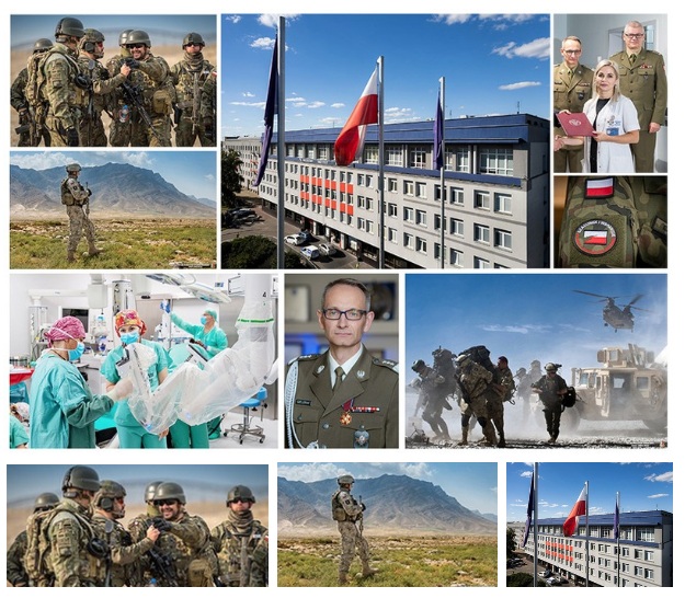 Kolaż zdjęć z instytutu i zdjęć żołnierzy.