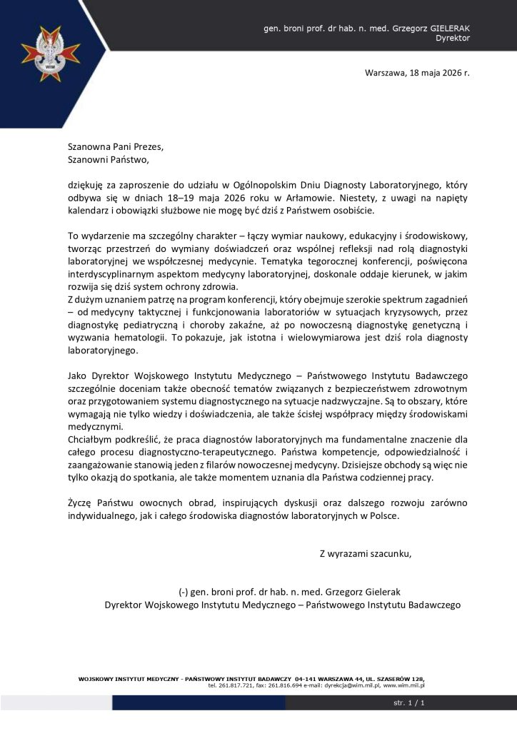 List dyrektora wim. Treść listu w załączniku.