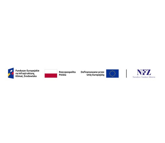 Logotypy Funduszy europejskich na Infrastrukturę, Klimat, Środowisko, RP, UE, NFZ.