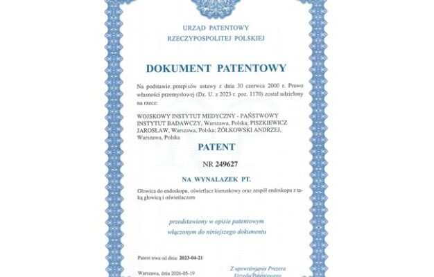 Dokument patentowy, treść dokumentu w pliku pdf we wpisie.