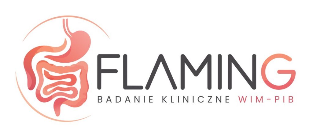 logo projektu flaming. Napis flaming i grafika jelit.